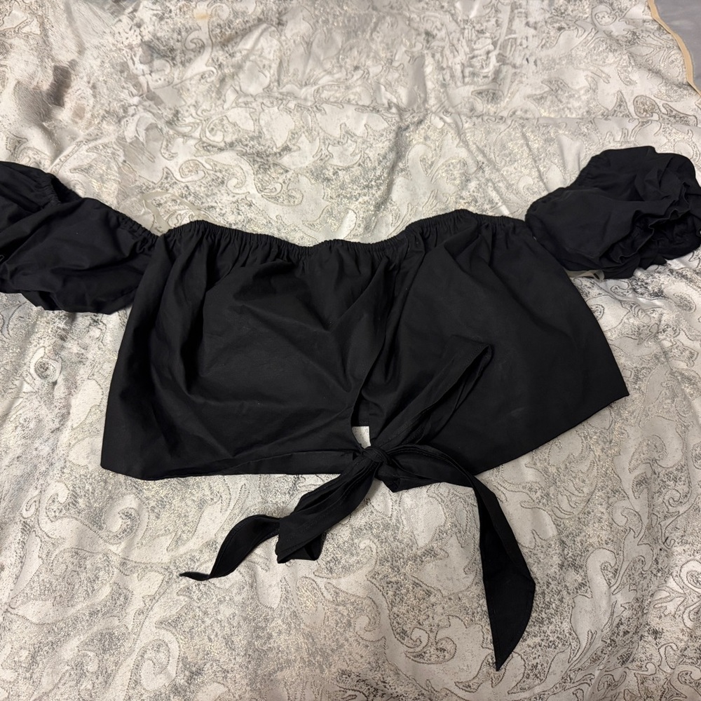 Cute Black Off-Shoulder Women's crop Top